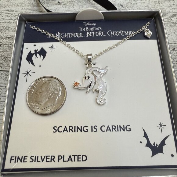 Tim Burton Nightmare Before Christmas Zero Necklace Scaring is Caring Halloween - Picture 3 of 5